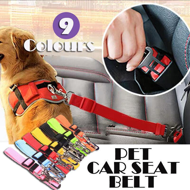 Adjustable Pet Dog Safety Car Vehicle Seat Belt Harness Lead Pet Seatbelt Nylon - Aimall