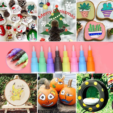 8PCS Multicolored Super Squiggles Outline Marker Pen Set Painting Art Kids DIY - Aimall
