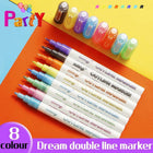 8PCS Multicolored Super Squiggles Outline Marker Pen Set Painting Art Kids DIY - Aimall
