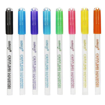 8PCS Multicolored Super Squiggles Outline Marker Pen Set Painting Art Kids DIY - Aimall