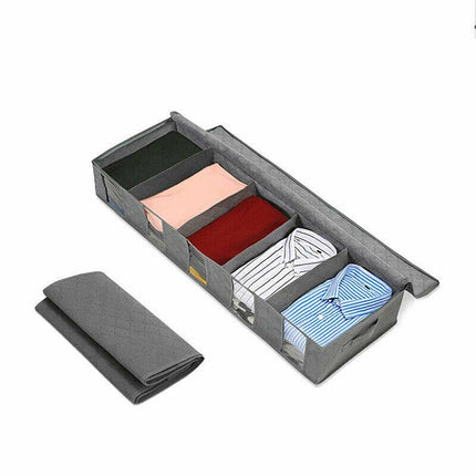 5 Compartments Clothes Shoes Under Bed Storage Organizer Box Bag Large Capacity - Aimall