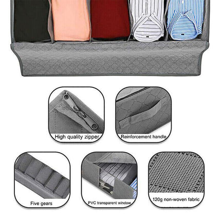 5 Compartments Clothes Shoes Under Bed Storage Organizer Box Bag Large Capacity - Aimall