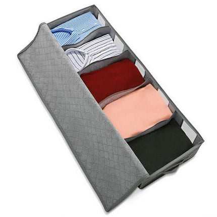 5 Compartments Clothes Shoes Under Bed Storage Organizer Box Bag Large Capacity - Aimall