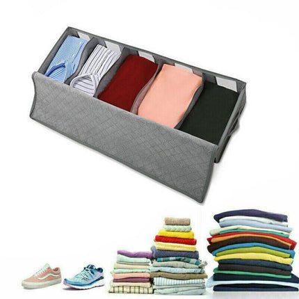 5 Compartments Clothes Shoes Under Bed Storage Organizer Box Bag Large Capacity - Aimall
