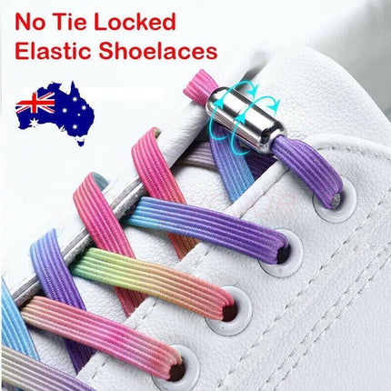 No Tie Locked Elastic Shoelace Shoe Lace Lazy Laces Sneakers Sports Adults Kids - Aimall