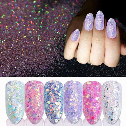12 Colours Foil Confetti Flakes Thin Sheets Nail Art Mixed Glitter Decoration AU - Aimall