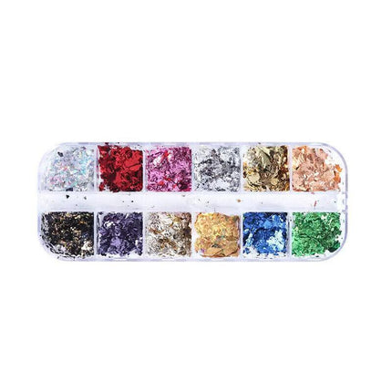 12 Colours Foil Confetti Flakes Thin Sheets Nail Art Mixed Glitter Decoration AU - Aimall