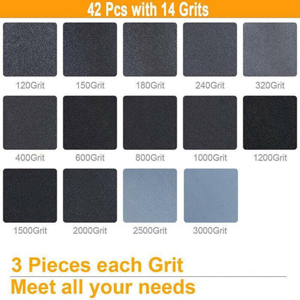 45Pcs 120-5000 Grit Wet Dry Sandpaper Abrasive Sanding Sander Paper Sheets AU - Aimall