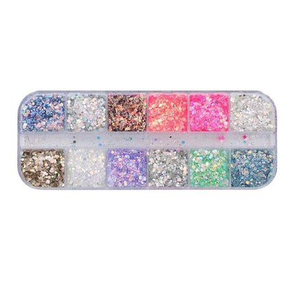 12 Colours Foil Confetti Flakes Thin Sheets Nail Art Mixed Glitter Decoration AU - Aimall