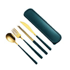 6pcs/set Cutlery Set Stainless Steel Spoon Fork Knife Chopsticks Travel Box Bag - Aimall