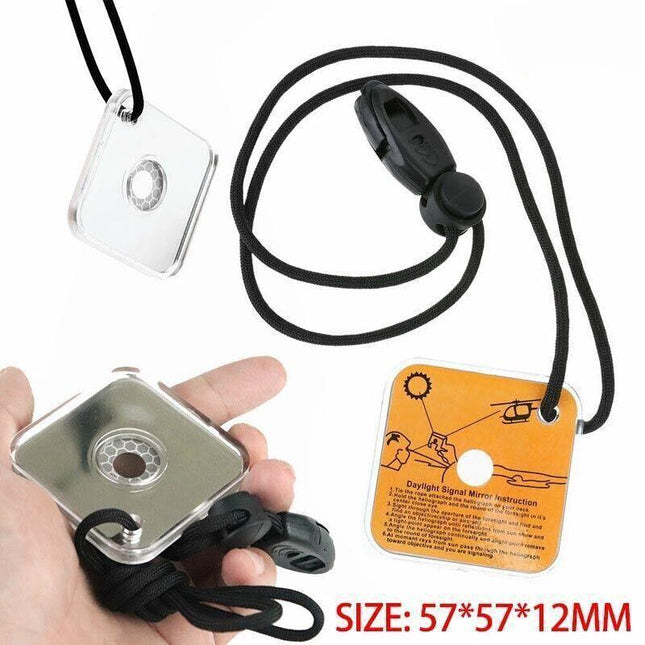 Outdoor Survival Emergency Rescue Signal Mirror With Whistle AU - Aimall