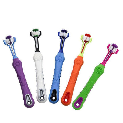 3-Sided Pet Toothbrush Dog Removing Bad Tartar Breath Dental Cleaning Mouth AU - Aimall