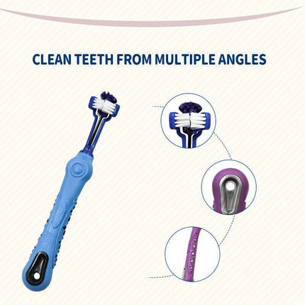 3-Sided Pet Toothbrush Dog Removing Bad Tartar Breath Dental Cleaning Mouth AU - Aimall