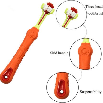 3-Sided Pet Toothbrush Dog Removing Bad Tartar Breath Dental Cleaning Mouth AU - Aimall