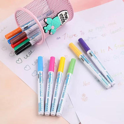 Flysea 12 Colours Writing Drawing Double Line Outline Pen Highlighter Marker AU - Aimall