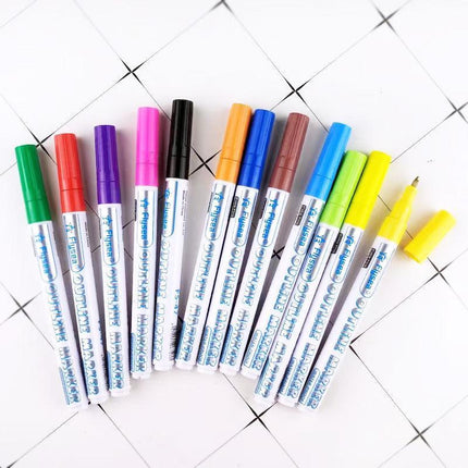 Flysea 12 Colours Writing Drawing Double Line Outline Pen Highlighter Marker AU - Aimall