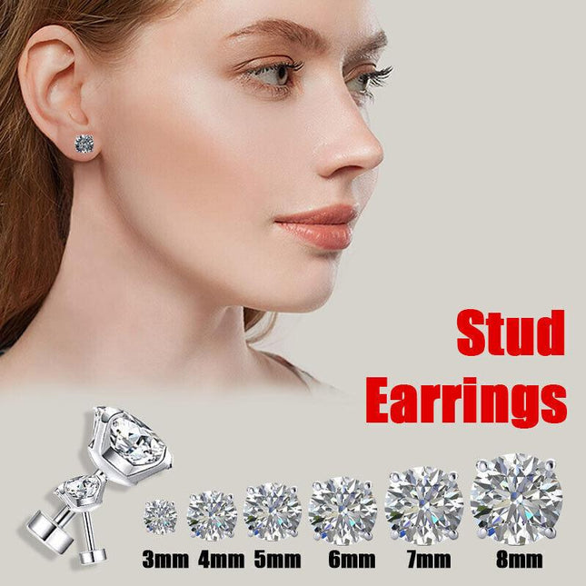 1 Pair Zirconia Surgical Steel Earrings Ear Studs CZ Piercing Crystal Jewellery - Aimall