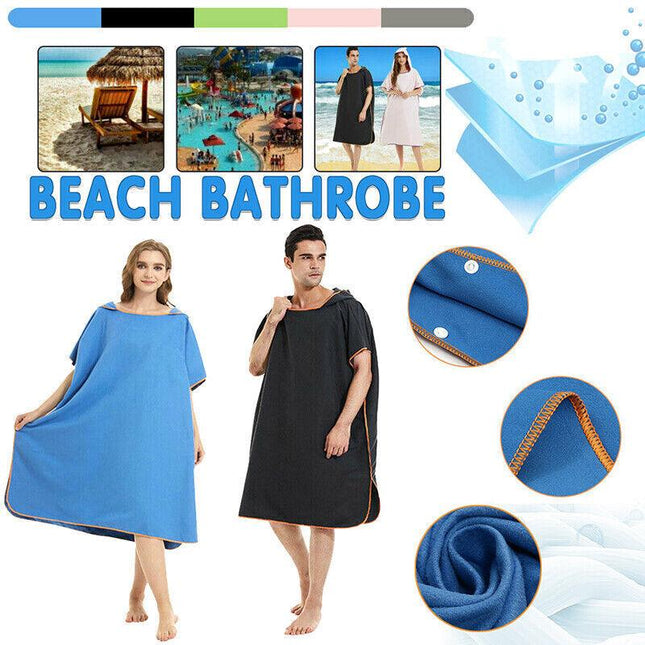 Adult Changing Robe Towel Bath Hooded Quick Dry Beach Towel Poncho Bathrobe AU - Aimall