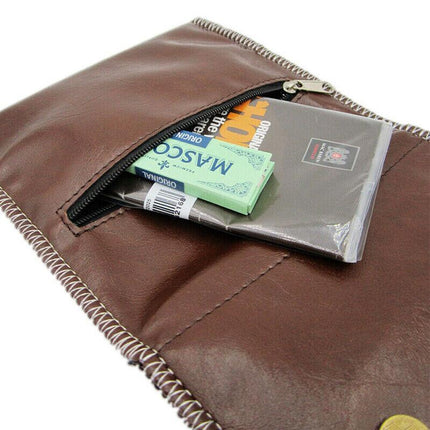 Brown Leather Cigarette Tobacco Pouch Holder Bag Case Paper Great Gift AU Stock - Aimall