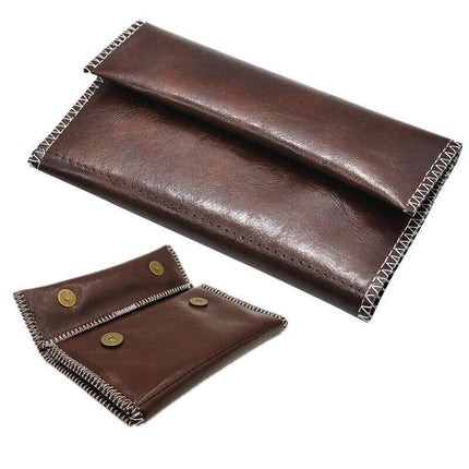 Brown Leather Cigarette Tobacco Pouch Holder Bag Case Paper Great Gift AU Stock - Aimall