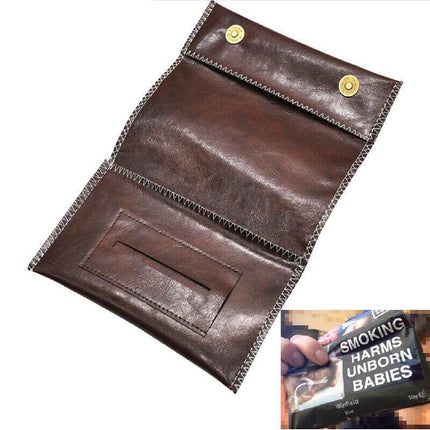 Brown Leather Cigarette Tobacco Pouch Holder Bag Case Paper Great Gift AU Stock - Aimall