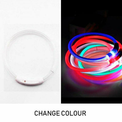 USB Rechargeable LED Dog Collar Night Glow Flashing Light Up Safety Pet Collars - Aimall