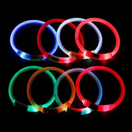 USB Rechargeable LED Dog Collar Night Glow Flashing Light Up Safety Pet Collars - Aimall
