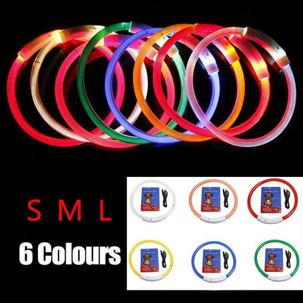 USB Rechargeable LED Dog Collar Night Glow Flashing Light Up Safety Pet Collars - Aimall