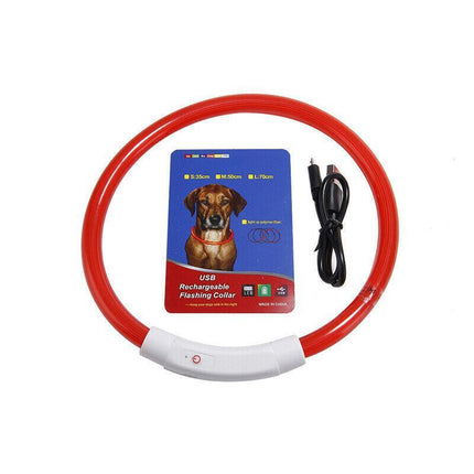 USB Rechargeable LED Dog Collar Night Glow Flashing Light Up Safety Pet Collars - Aimall
