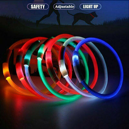 USB Rechargeable LED Dog Collar Night Glow Flashing Light Up Safety Pet Collars - Aimall