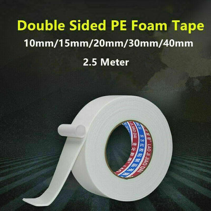 Double Sided White PE Foam Sticky Tape Mounting DIY Craft Strong Adhesive 2.5m - Aimall