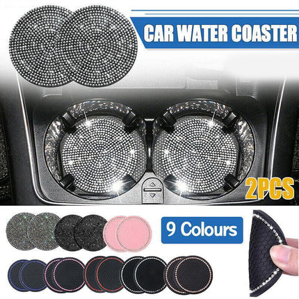 2x Car Auto Bling Rhinestone Cup Holder Anti-Slip Insert Coaster Car Accessories - Aimall