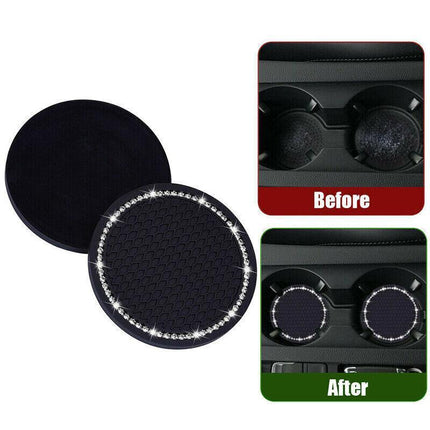 2x Car Auto Bling Rhinestone Cup Holder Anti-Slip Insert Coaster Car Accessories - Aimall