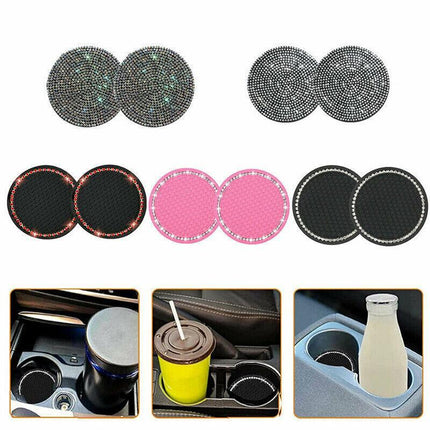 2x Car Auto Bling Rhinestone Cup Holder Anti-Slip Insert Coaster Car Accessories - Aimall