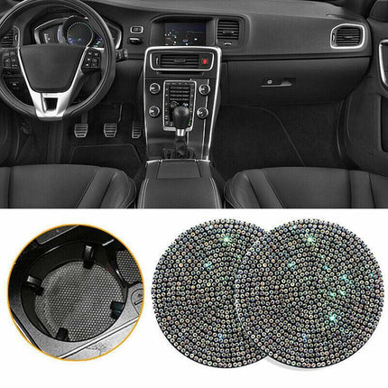 2x Car Auto Bling Rhinestone Cup Holder Anti-Slip Insert Coaster Car Accessories - Aimall