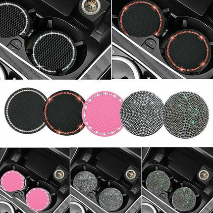 2x Car Auto Bling Rhinestone Cup Holder Anti-Slip Insert Coaster Car Accessories - Aimall