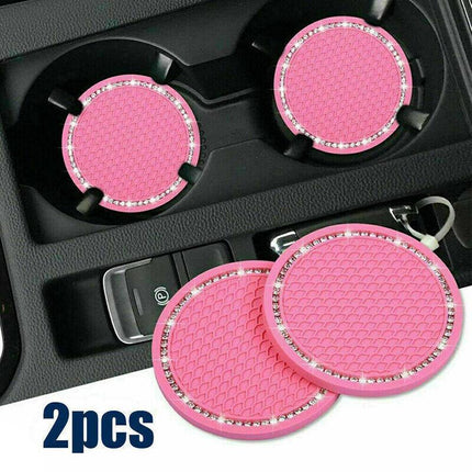 2x Car Auto Bling Rhinestone Cup Holder Anti-Slip Insert Coaster Car Accessories - Aimall