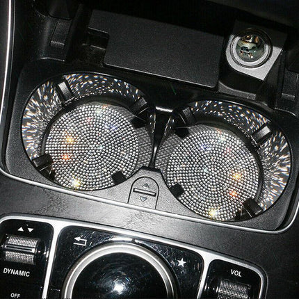 2x Car Auto Bling Rhinestone Cup Holder Anti-Slip Insert Coaster Car Accessories - Aimall