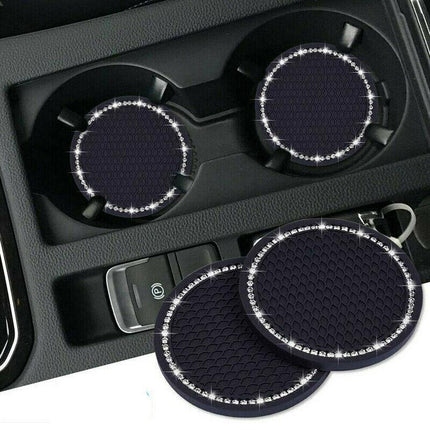 2x Car Auto Bling Rhinestone Cup Holder Anti-Slip Insert Coaster Car Accessories - Aimall