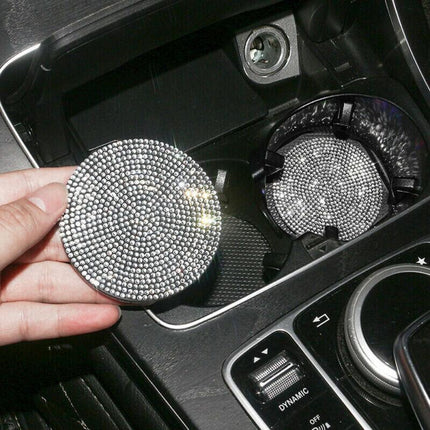 2x Car Auto Bling Rhinestone Cup Holder Anti-Slip Insert Coaster Car Accessories - Aimall