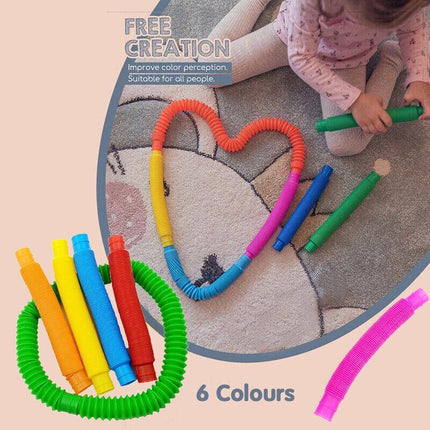 New 6-12Pcs Fidget Pop Tube Toys for Kids and Adults, Pipe Sensory Tools Relief - Aimall