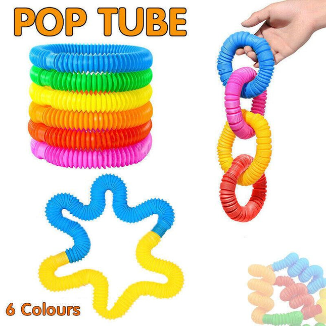 New 6-12Pcs Fidget Pop Tube Toys for Kids and Adults, Pipe Sensory Tools Relief - Aimall