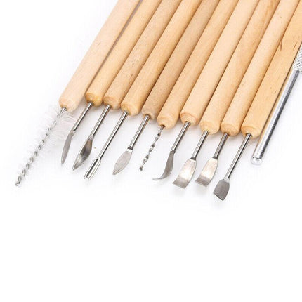 11x Carvers Clay Sculpting Carving Pottery Tools Polymer Modelling DIY Sculpture - Aimall