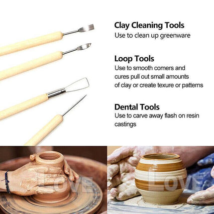 11x Carvers Clay Sculpting Carving Pottery Tools Polymer Modelling DIY Sculpture - Aimall
