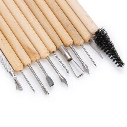 11x Carvers Clay Sculpting Carving Pottery Tools Polymer Modelling DIY Sculpture - Aimall