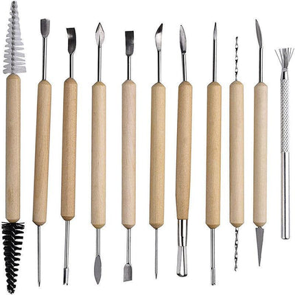 11x Carvers Clay Sculpting Carving Pottery Tools Polymer Modelling DIY Sculpture - Aimall