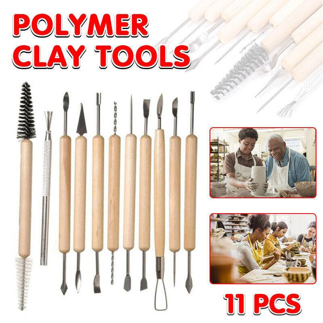 11x Carvers Clay Sculpting Carving Pottery Tools Polymer Modelling DIY Sculpture - Aimall