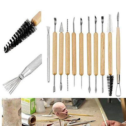 11x Carvers Clay Sculpting Carving Pottery Tools Polymer Modelling DIY Sculpture - Aimall