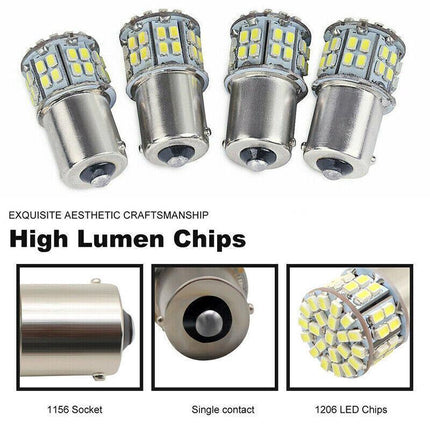 2x BA15S 50 SMD LED - BRIGHT WHITE 1156 Brake Reverse Light Bulb Globe Lamp 12V - Aimall