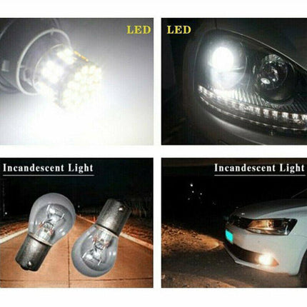 2x BA15S 50 SMD LED - BRIGHT WHITE 1156 Brake Reverse Light Bulb Globe Lamp 12V - Aimall